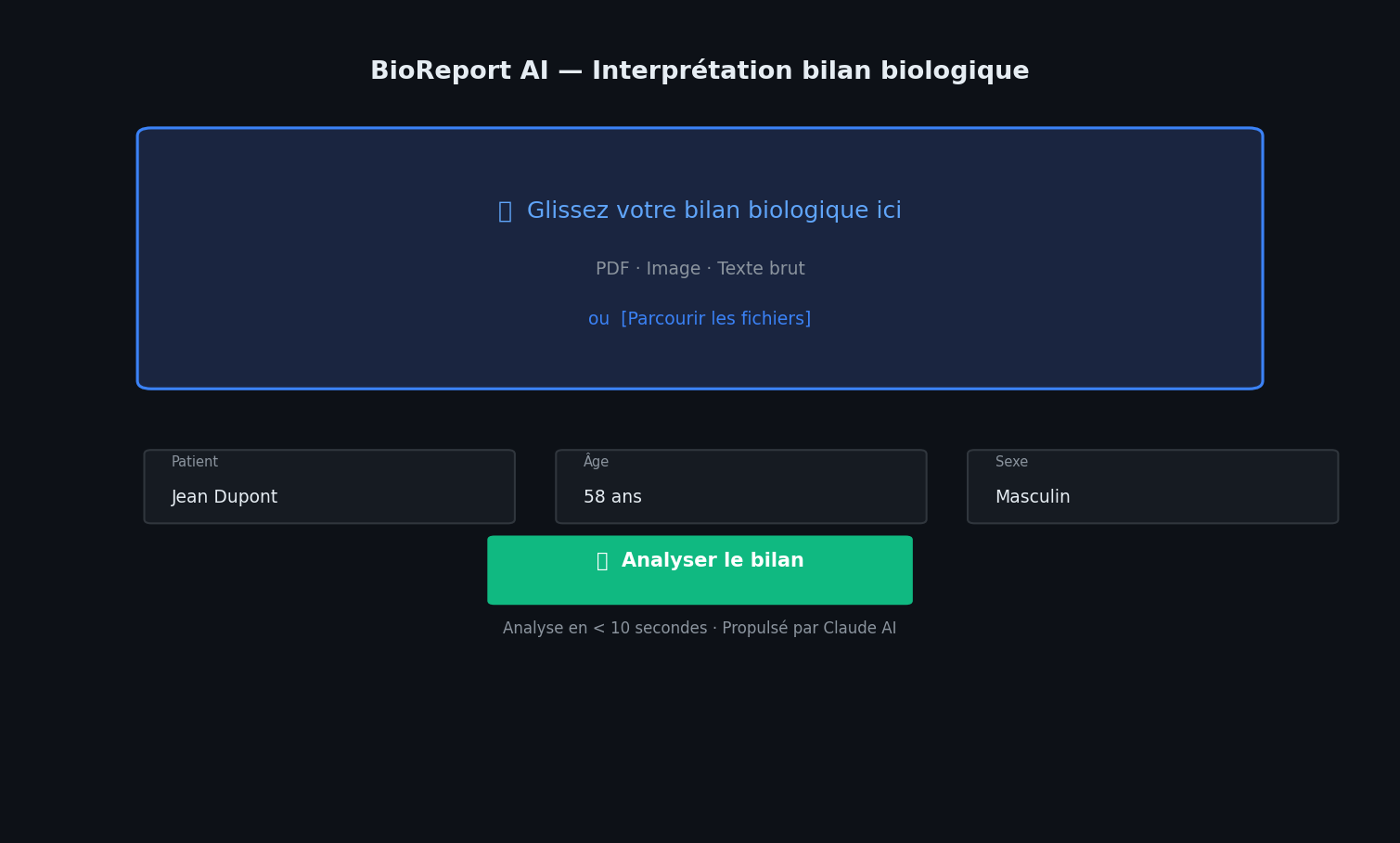 BioReport — Interface upload
